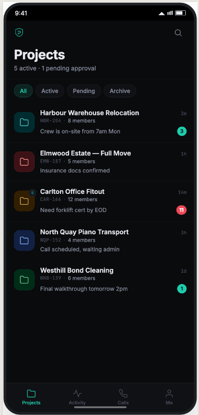 PrivaChat projects list