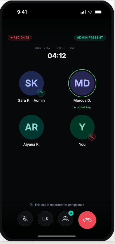 PrivaChat voice call with admin monitoring